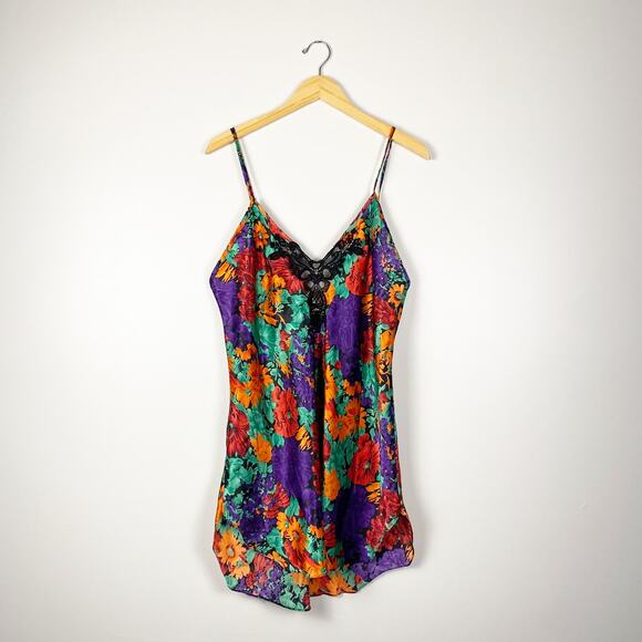 Vintage Victoria's Secret Gold Label Floral Lace Mini Slip Nightgown Large - Picture 1 of 5